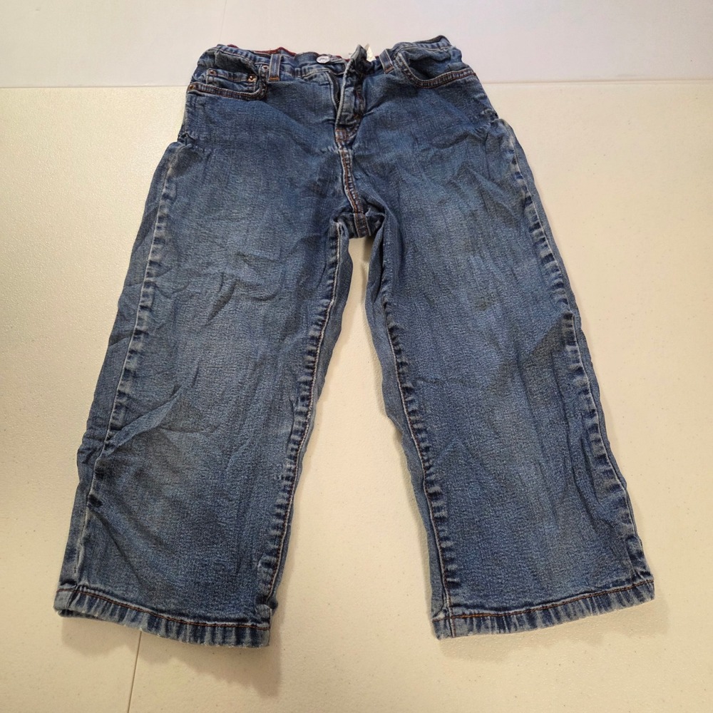 Levis Kids Size 4 Medium Wash Blue Jeans Red Contrast Stitch Straight Leg Denim